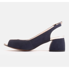 Marco Shoes Sandalias confeccionadas en ante azul marino con tacón estable 5