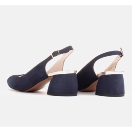 Marco Shoes Sandalias confeccionadas en ante azul marino con tacón estable 3