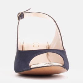Marco Shoes Sandalias confeccionadas en ante azul marino con tacón estable 2