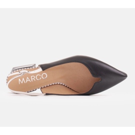 Marco Shoes Zapatos de salón bajos con tacón abierto hechos de delicada piel natural blanco negro 6