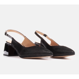 Marco Shoes Sandalias de ante con estampado brillante negro 3