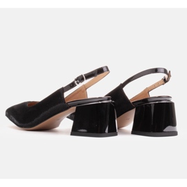 Marco Shoes Sandalias de ante con estampado brillante negro 6