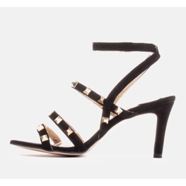 Marco Shoes Sandalias de ante negro con tachuelas decorativas 5