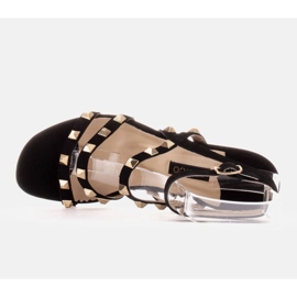 Marco Shoes Sandalias de ante negro con tachuelas decorativas 7