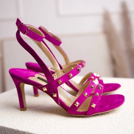 Marco Shoes Sandalias de ante con tachuelas decorativas violeta rosado 8