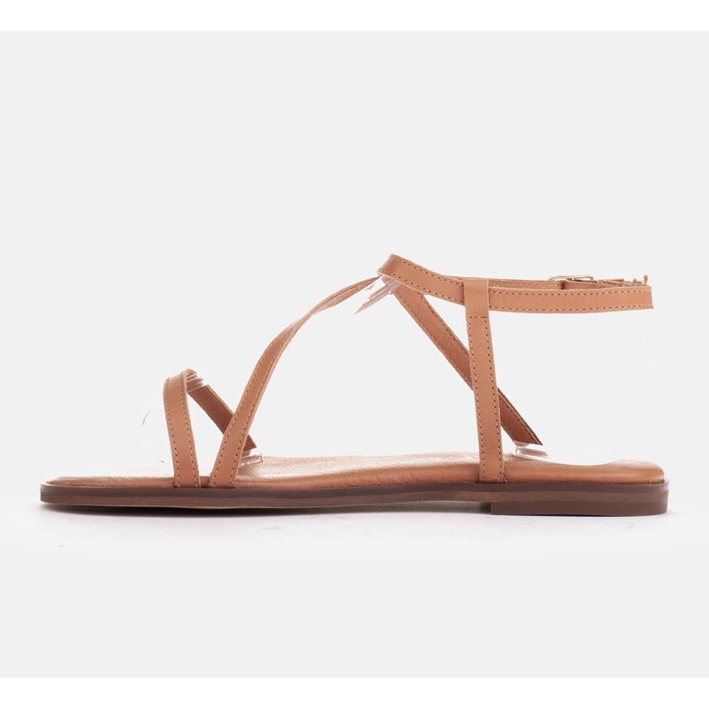 Marco Shoes Sandalias de piel con fondo plano marrón 2