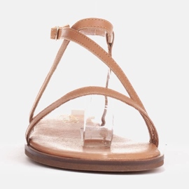 Marco Shoes Sandalias de piel con fondo plano marrón 1