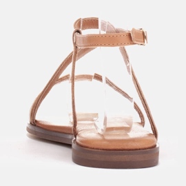 Marco Shoes Sandalias de piel con fondo plano marrón 3