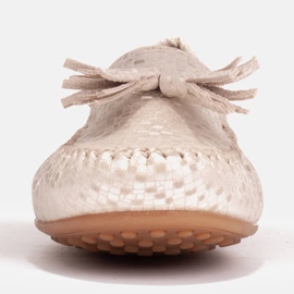 Marco Shoes Mocasín bailarina en piel beige y dorado 2