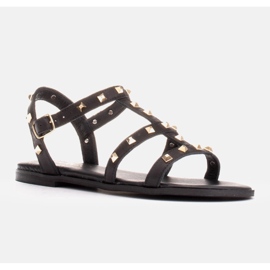 Marco Shoes Sandalias de piel con tachuelas doradas negro 1