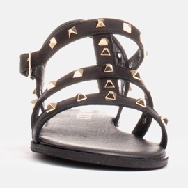 Marco Shoes Sandalias de piel con tachuelas doradas negro 2
