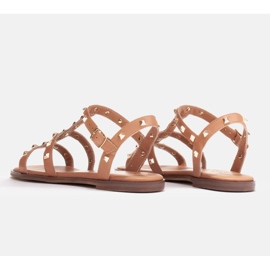 Marco Shoes Sandalias de piel con tachuelas doradas marrón 9