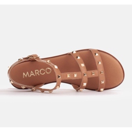 Marco Shoes Sandalias de piel con tachuelas doradas marrón 10