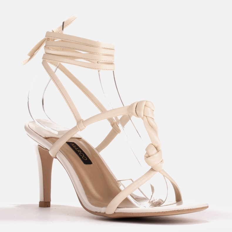 Marco Shoes Sandalias con nudo y atadas al tobillo beige 1