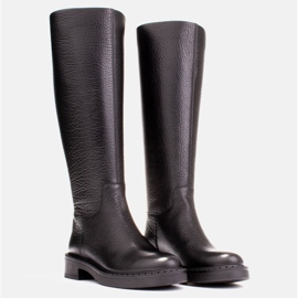 Marco Shoes Botines tacón bajo piel grabada negro 4
