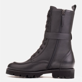 Marco Shoes Botas de piel plena flor negro 3