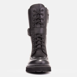 Marco Shoes Botas de piel plena flor negro 2