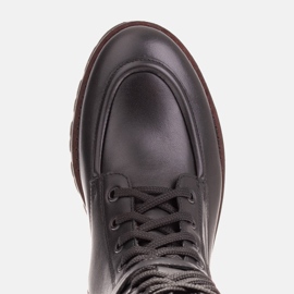 Marco Shoes Botas de piel plena flor negro 5