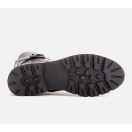 Marco Shoes Botas de piel plena flor negro 6