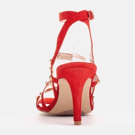 Marco Shoes Sandalias de ante con tachuelas decorativas rojo 3