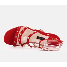 Marco Shoes Sandalias de ante con tachuelas decorativas rojo 2