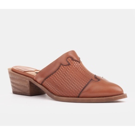 Marco Shoes Zapatilla mujer piel tacon con ranuras marrón 1