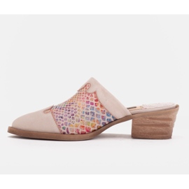 Marco Shoes Zapatilla mujer piel tacon con ranuras beige multicolor 3