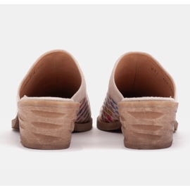 Marco Shoes Zapatilla mujer piel tacon con ranuras beige multicolor 4