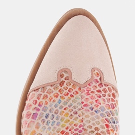 Marco Shoes Zapatilla mujer piel tacon con ranuras beige multicolor 7