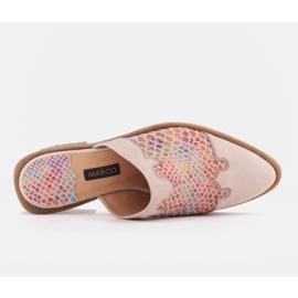 Marco Shoes Zapatilla mujer piel tacon con ranuras beige multicolor 5