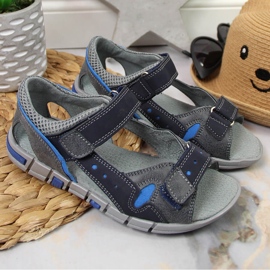 Sandalias niño con velcro azul marino y gris Kornecki 6186 negro 3