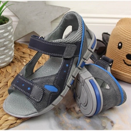 Sandalias niño con velcro azul marino y gris Kornecki 6186 negro 5