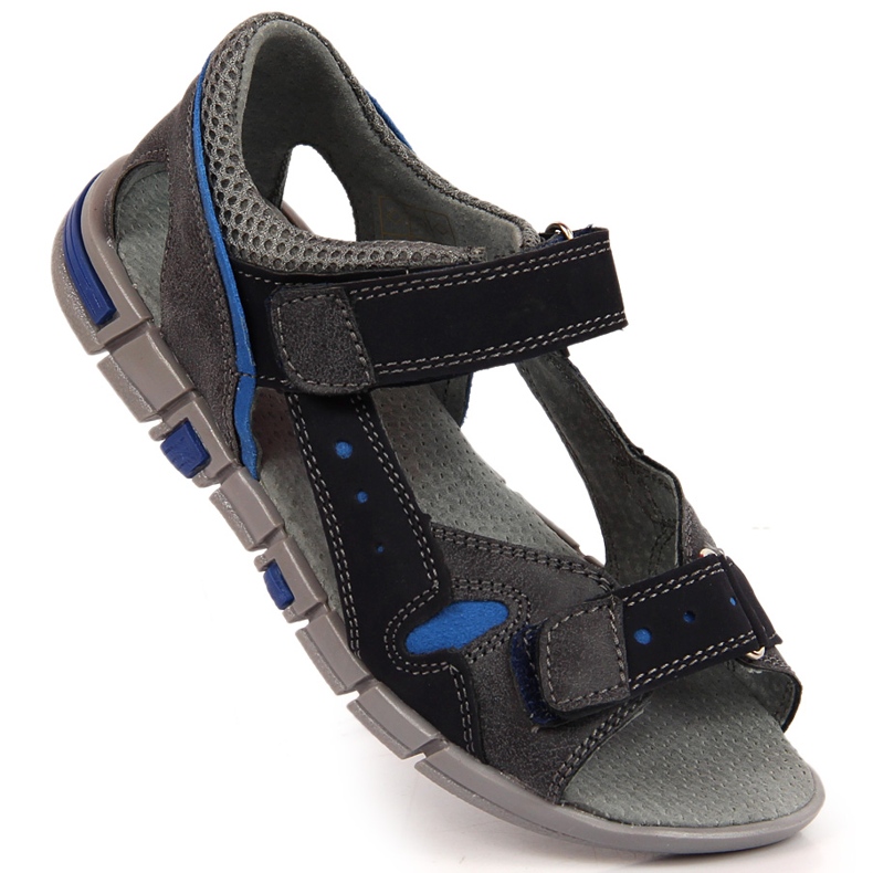 Sandalias niño con velcro azul marino y gris Kornecki 6186 negro 1