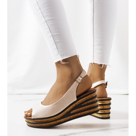 Alpargatas doradas en cuña Alton beige 2