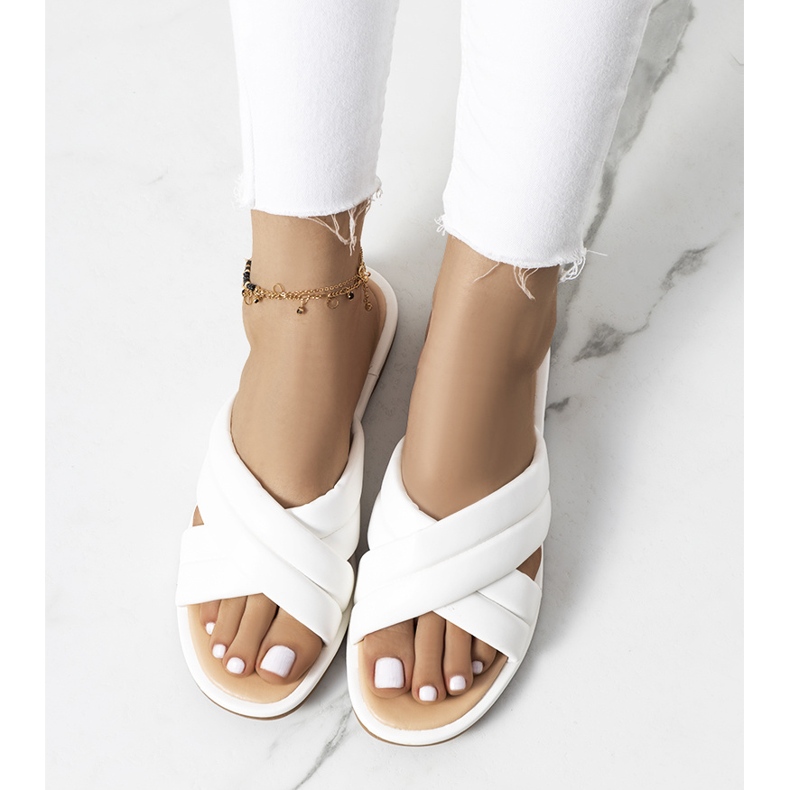 Pantuflas finas blancas para mujer blanco 1 Pantuflas finas blancas para mujer blanco 1