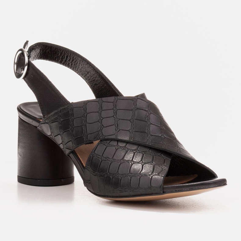 Marco Shoes Sandalias de piel para mujer confeccionadas en piel con rayas cortadas negro 1
