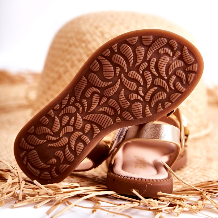 FR1 Sandalias Infantiles Con Velcro Layra Dorado 3