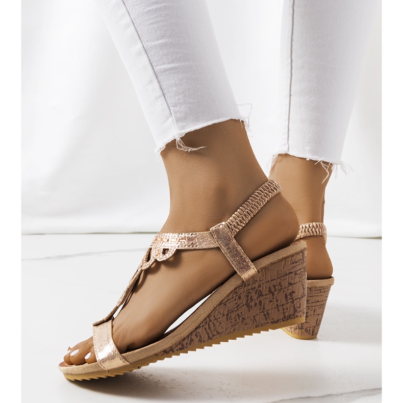 Sandalias cuña Parel dorado 1
