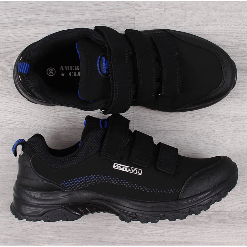 Zapatos trekking con velcro impermeables negro y azul American Club 1