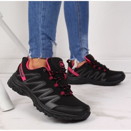 Zapatos trekking mujer impermeables negro y rosa American Club rosado 4