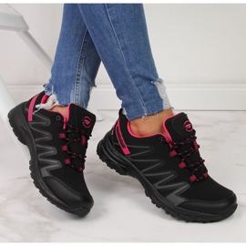 Zapatos trekking mujer impermeables negro y rosa American Club 1