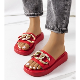 Pantuflas rojas con cadena Bragg rojo 1