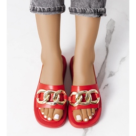 Pantuflas rojas con cadena Bragg rojo 2