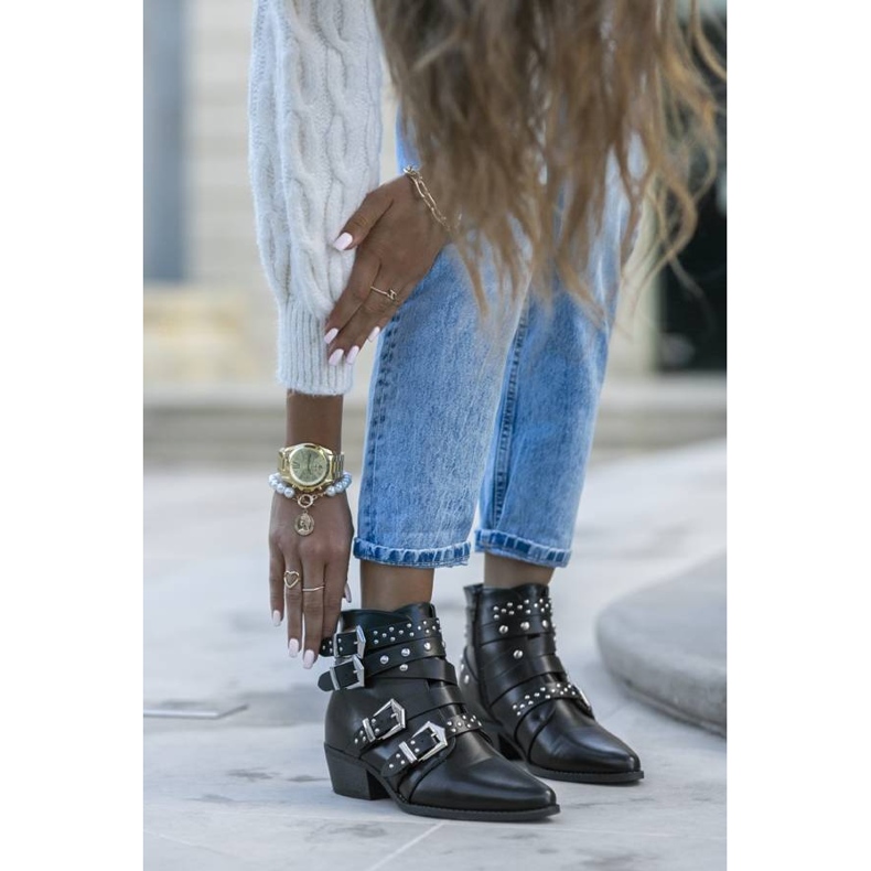 Botas rockeras negras con hebillas Love Bites negro 1