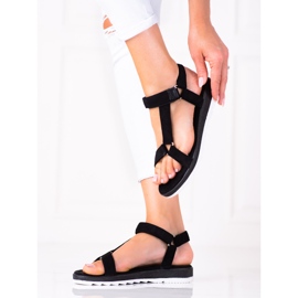 SHELOVET Sandalias De Ante Con Velcro negro 2