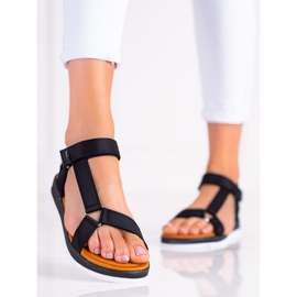 SHELOVET Sandalias de moda con velcro negro 2