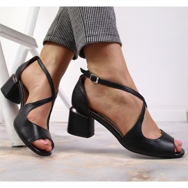 Sandalias de mujer de piel negra con tacón alto Juma negro 4