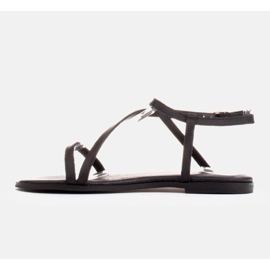 Marco Shoes Sandalias de piel con fondo plano negro 3