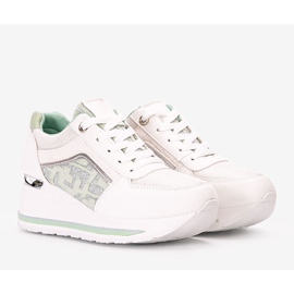 Zapatillas cuña Vildan blancas blanco verde 1