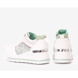 Zapatillas cuña Vildan blancas blanco verde 2
